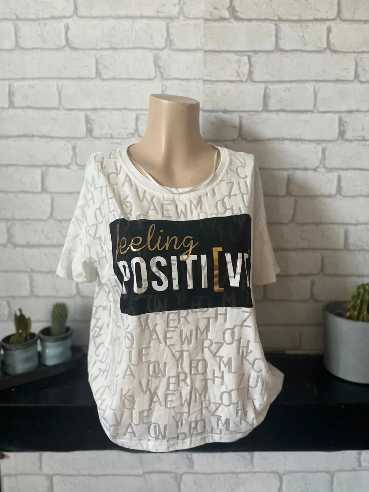 T-shirt blanc message Feeling Positive – Taille 40 – KIABI
